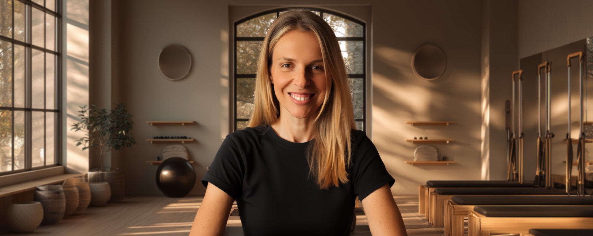 Nina Manova in her Pilates studio